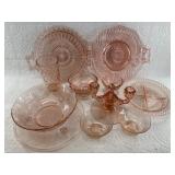 Mixed lot of pink Depression glass *$25 fee if shi