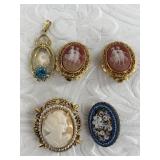 Lot with vintage cameo brooch/pendant and cameo cl
