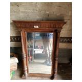 Antique carved wood framed mirror, intended for to