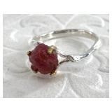 Sterling silver and ruby ring size 7 1/2`