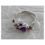Sterling silver and amethyst ring size 8