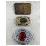 Lot with 3 belt buckles including 1 with a large j