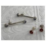 Lot of 2: Sterling silver and moonstone pair of ea