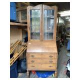 Secretary desk with glass topper made from solid o