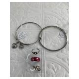 Sterling silver jewelry: 2 bracelets and 3 toe rin