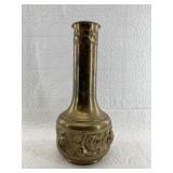 Meji. Japanese brass vase, 13.75"