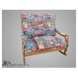 Vintage wood framed double rocking chair, seats tw