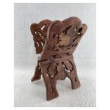 Carved wood bookstand, collapsible, can be stored