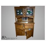 C.1940 German hutch with leaded glass doors, and c