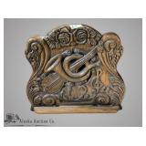 Intricately carved walnut music stand for sheet mu