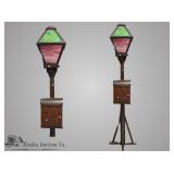 Antique oak mission style lamp/indoor mailbox unit