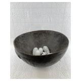 Hand carved wood sub Saharan African bowl filled w