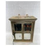 Small wall mounted cabinet with beveled mirror fro