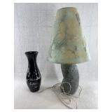 Lot of 2: Lamp made from hallowed stone and a Chin