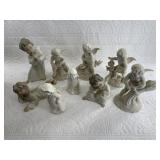 Large lot of Lladro angel figurines, some are brok