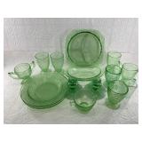 Nice variety of all Uranium green Depression glass