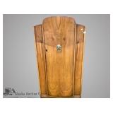 English walnut small wardrobe c.1940, with lionhea
