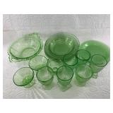 Nice lot of assorted Uranium Depression glass dish