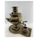 Brass samovar with tray and cup  *$40 fee if shipp