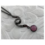 Sterling silver, pink star sapphire necklace