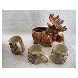 Lot of 4 Moose drinking cups, 2 are actual Inlet C