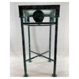 Metal and glass plate stand 21" x 11" x 11"