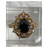 Vintage sterling silver and gold plate ring with o