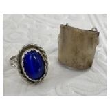 Lot with 2 sterling silver rings with reflective b