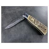 Vintage sidelock Japanese folding knife with monog