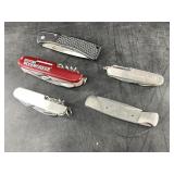 Assortment of folding and Swiss Army style knives
