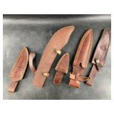 Assorted leather knife holsters