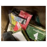 Large box of variety of spent casings, ammo boxes,