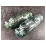 Two 4.5" glass Japanese fish net floats