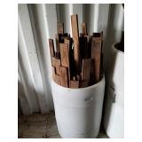 Barrel full of 2 1/4 x 3/8" walnut strips, rough a