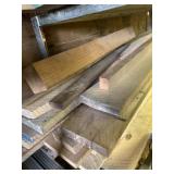 Single shelf lot of mostly rough finish boards, pi