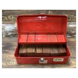 Vintage tackle box with several cocobolo blocks pe
