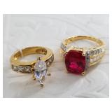 2 Sterling silver rings with gold plating sizes 5