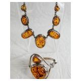 Silver and amber jewelry set, initially purchased