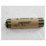 Roll of 1955 silver Roosevelt dimes all AU or bett