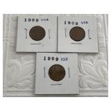 3 1909 VDB wheat cent