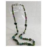 Sterling silver and natural stone statement neckla