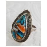 Sterling silver and oyster turquoise ring size 9