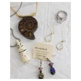 Jewelry lot with a carved Ivory Billiken and other
