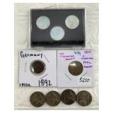 Coin lot with late 1850s George Washington spielma