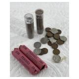 Variety of old US coinage with wheat cents, buffal