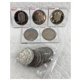 14 Eisenhower dollar coins, 5 are mid 1970s San Fr