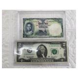 Lot with 4 new $2 bills all are AU or better and e