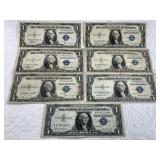 7 Silver certificates 1935 and 1957 including a Mo
