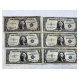 6  1935 type silver certificates, various signatur