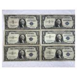 Variety of 6 silver certificates, several are expe